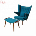 Fabric lounge papa bear chair with ottoman wingback chair furniture